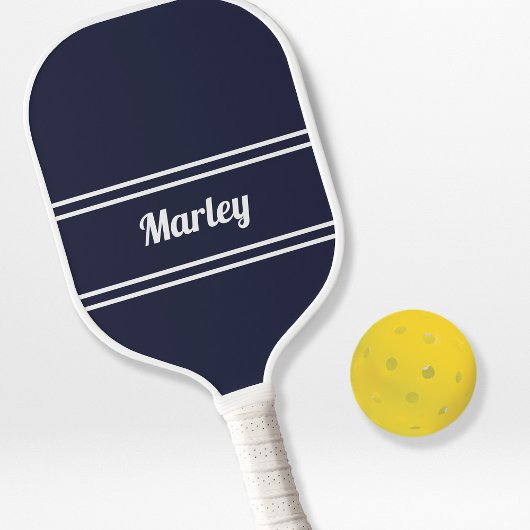 Navy Blue Modern Name Beruflich Monogram Simple Pickleball Schläger