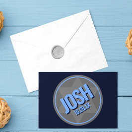 Navy Blue Modern Name Logo Bar Mitzvah