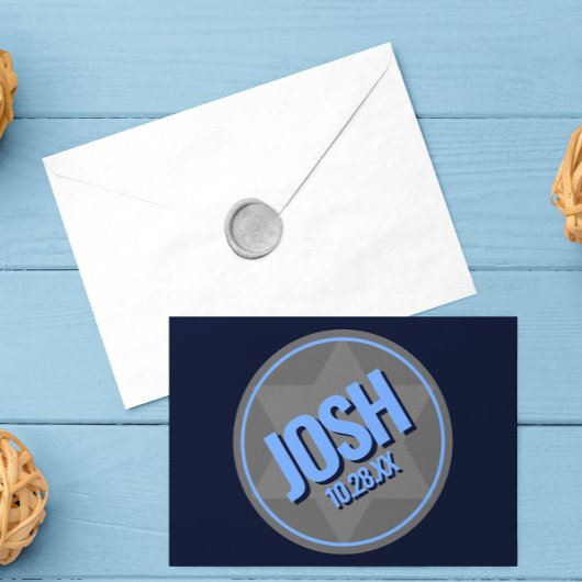 Navy Blue Modern Name Logo Bar Mitzvah