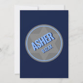 Navy Blue Modern Name Logo Bar Mitzvah Einladung (Rückseite)