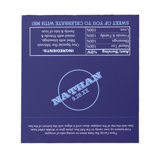 Navy Blue Modern Name Logo Fevor Candy Wrappers Notizblock (Vorderseite)