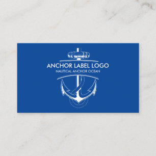 Navy Blue Modern Nautical Anchor Visitenkarte