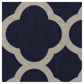 Navy Blue Modern Quatrefolien Große Skala Stoff (Nahaufnahme)