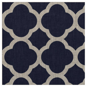 Navy Blue Modern Quatrefolien Große Skala Stoff