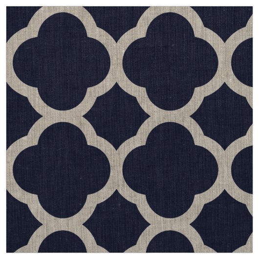 Navy Blue Modern Quatrefolien Große Skala Stoff (Muster)