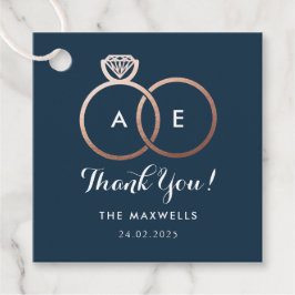 Navy Blue Modern Rose Gold Wedding Rings Gefallen Geschenkanhänger