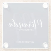 Navy Blue Modern Script Personalisiert Bridesmaier Glasuntersetzer (Rückseite)