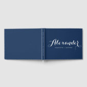 Navy Blue Modern Script Wedbook Gästebuch (Voll)