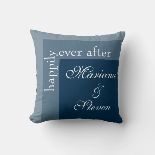 Navy Blue Modern Script Wedding Kissen (Vorderseite)