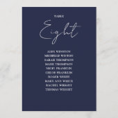 Navy Blue Modern Seekarte Tischnummer (Rückseite)