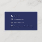 Navy Blue Modern Simple Business Card Visitenkarte (Rückseite)