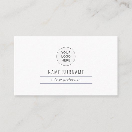 Navy Blue Modern Simple Business Card Visitenkarte (Vorderseite)