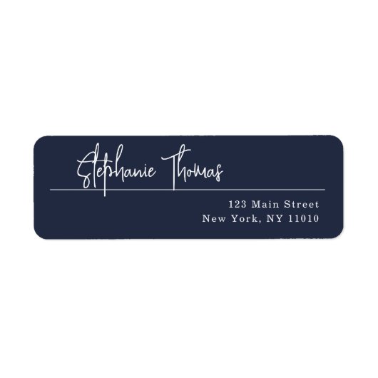 Navy Blue Modern Simple Return Address Label (Vorne)