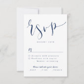 Navy Blue Modern Simple Script Hochzeit RSVP Karte (Vorderseite)