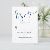 Navy Blue Modern Simple Script Hochzeit RSVP Karte (Stehend Vorderseite)