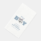 Navy Blue Modern Soccer Boy Baby Shower Welcome Serviette (Ecke)