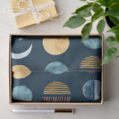 Navy Blue Modern Sun n Moon Abstrakt Decoupage Seidenpapier (Geschenk)