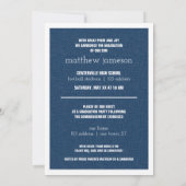 Navy Blue Modern Textured Foto Abschluss Einladung (Rückseite)