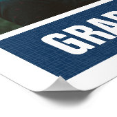 Navy Blue Modern Textured Foto Abschluss Poster (Ecke)