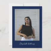 Navy Blue Modern Thirty Photo Birthday Party Einladung (Rückseite)