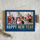 Navy Blue Modern Typografy Foto Collage New Year