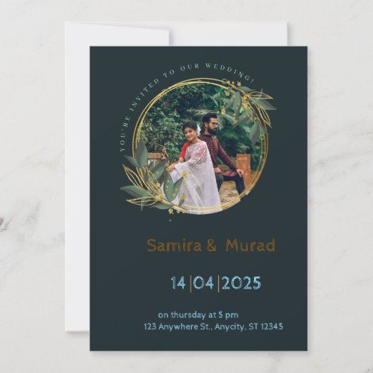 Navy Blue Modern Wedding Einladung (Vorderseite)