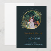 Navy Blue Modern Wedding Einladung (Vorne/Hinten)
