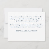 Navy Blue Modern Wedding Foto Danke Karte (Rückseite)