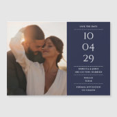 Navy Blue Modern Wedding Foto Save the Date Magneteinladung (Vorderseite)