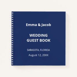 Navy Blue Modern Wedding Guest Book Notizblock