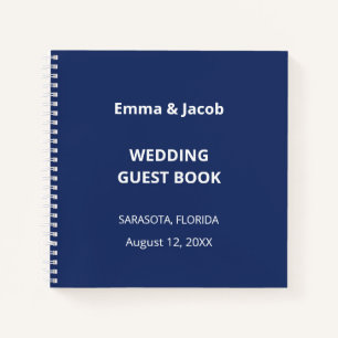 Navy Blue Modern Wedding Guest Book Notizblock