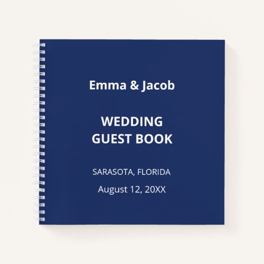 Navy Blue Modern Wedding Guest Book Notizblock (Vorderseite)