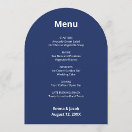 Navy Blue Modern Wedding Menu Card Einladung
