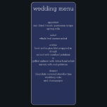 Navy Blue Modern Wedding Menu Menükarte<br><div class="desc">Modernes Hochzeitsmenü mit anpassbarem Text</div>
