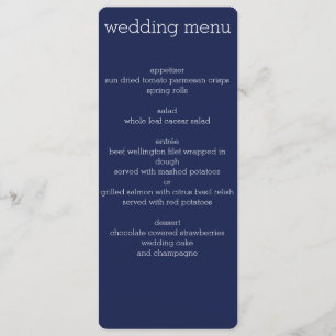 Navy Blue Modern Wedding Menu Menükarte