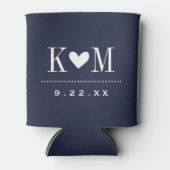Navy Blue Modern Wedding Monogram Dosenkühler (Vorderseite)
