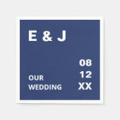 Navy Blue Modern Wedding Napkins Serviette (Vorderseite)