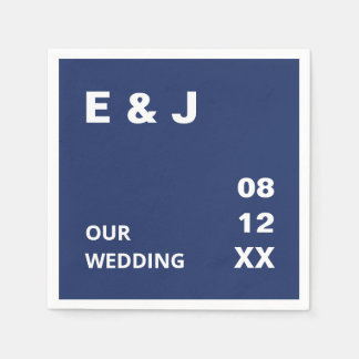 Navy Blue Modern Wedding Napkins Serviette