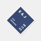 Navy Blue Modern Wedding Napkins Serviette (Ecke)