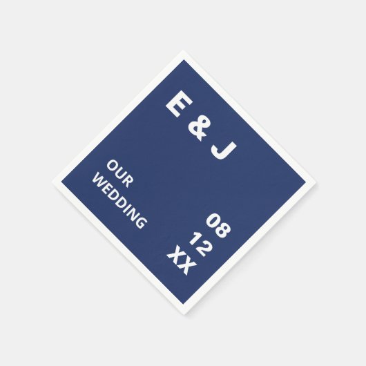 Navy Blue Modern Wedding Napkins Serviette (Ecke)