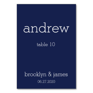 Navy Blue Modern Wedding Platzkarten Tafelkarten Tischnummer