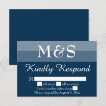 Navy Blue Modern Wedding RSVP Card