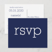 Navy Blue Modern Wedding RSVP Postkarten (Vorne/Hinten)