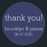 Navy Blue Modern Wedding Stickers<br><div class="desc">Moderne Hochzeitsaufkleber in Navy mit anpassbarem Text</div>