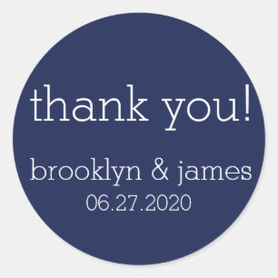 Navy Blue Modern Wedding Stickers