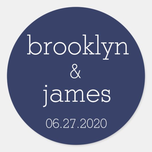 Navy Blue Modern Wedding Stickers (Vorderseite)
