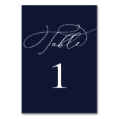 Navy Blue Modern Wedding Tischnummer (Vorderseite)