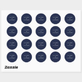 Navy Blue Modern Wedding Umschlag Aufklebers Runder Aufkleber (Blatt)