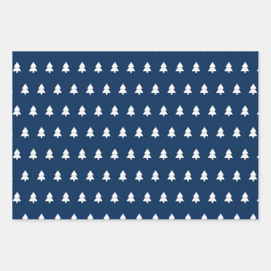 Navy Blue & Modern White Christmas Tree Geschenkpapier Set (Vorderseite 2)