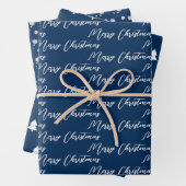 Navy Blue & Modern White Christmas Tree Geschenkpapier Set (Beispiel)